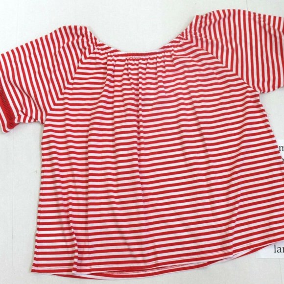 Michael Kors Striped Off-Shoulder Peasant Blouse Size Large - Picture 3 of 8